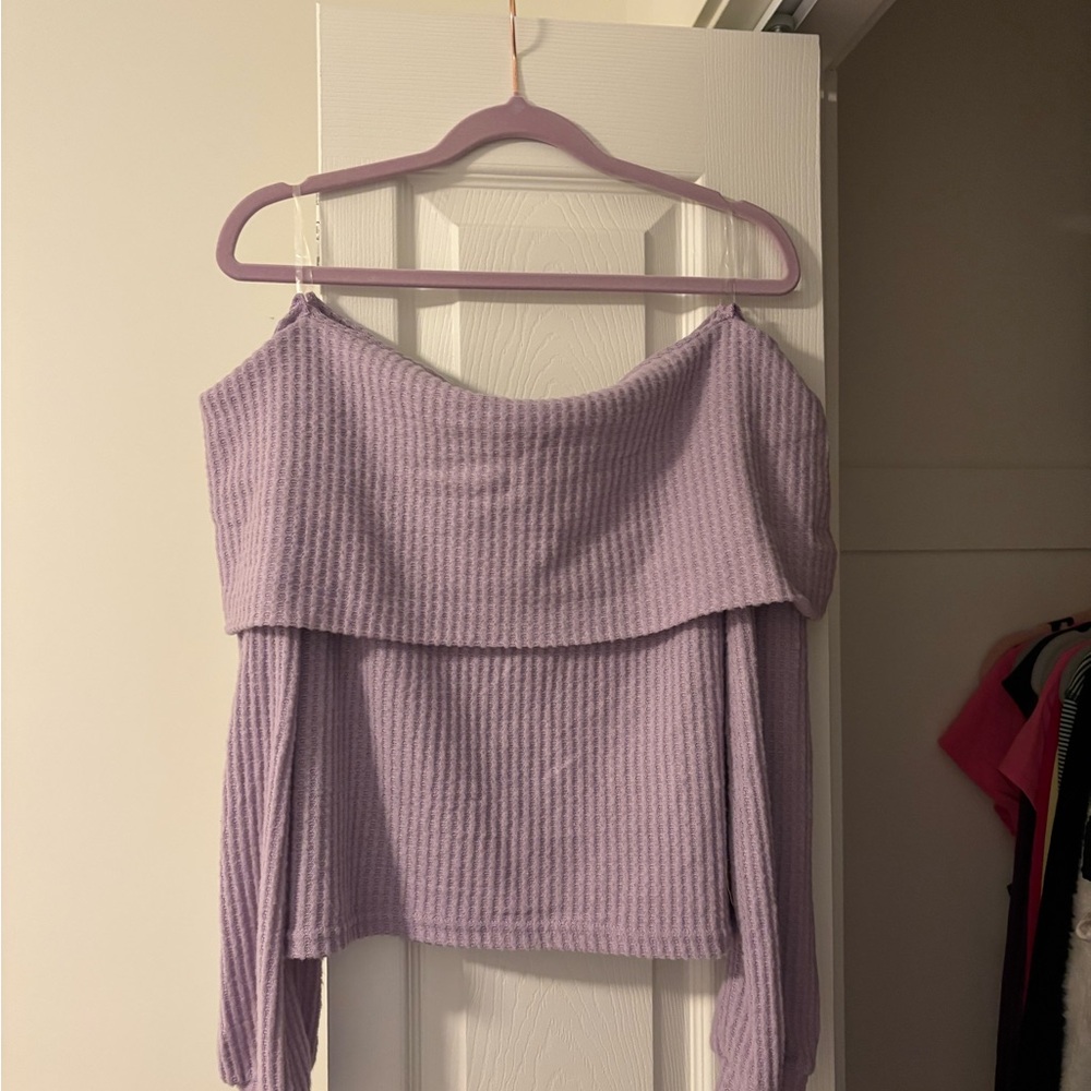 Lavender Off-Shoulder Knit Top